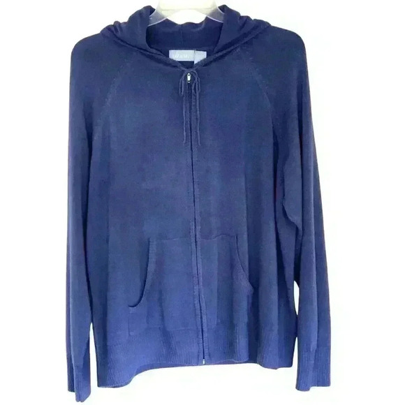 Liz & Me Jackets & Blazers - Liz & Me 3X full zip hooded sweater raglan sleeve pockets blue